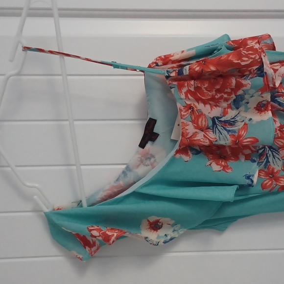 Gorgeous Rose Burg dress- aqua red/orange and blue. - Picture 2 of 8